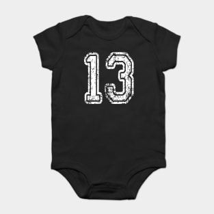 Number 13 Grungy in white Baby Bodysuit